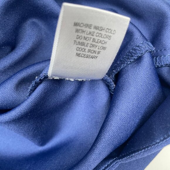 Glamour Vintage Cobalt Blue Scallop Edge Zip Midi Dress Sz 14 Occasion Modest - Picture 11 of 12